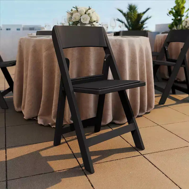 Flash Furniture Hercules Tucker Lightweight Foldable Chair with Removable Vinyl Padded Seat for Indoor Outdoor Use
