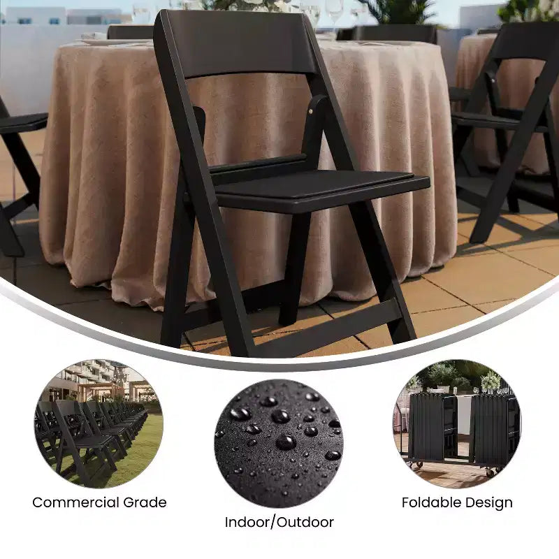 Flash Furniture Hercules Tucker Lightweight Foldable Chair with Removable Vinyl Padded Seat for Indoor Outdoor Use