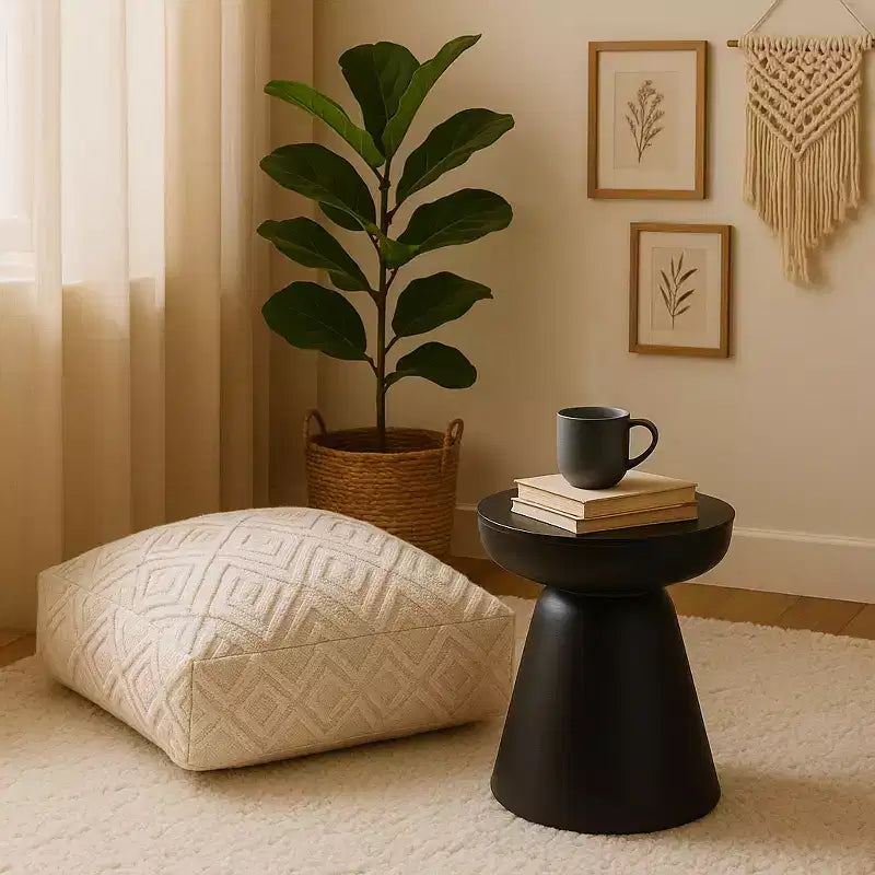 Natural Wood Round Side End Table for Living Room Decor - Handcrafted Accent Table with Pedestal Base