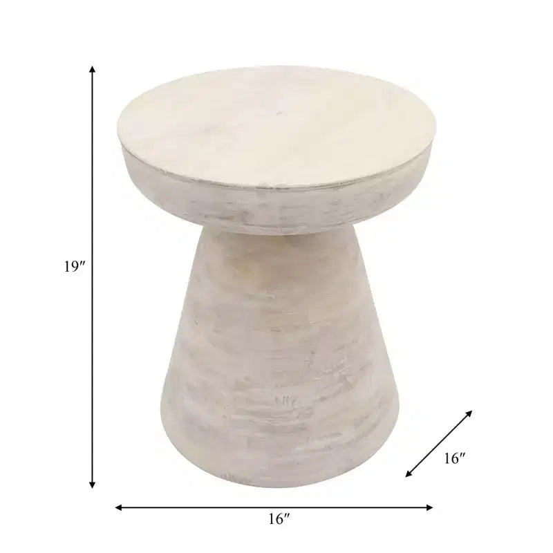 Natural Wood Round Side End Table for Living Room Decor - Handcrafted Accent Table with Pedestal Base