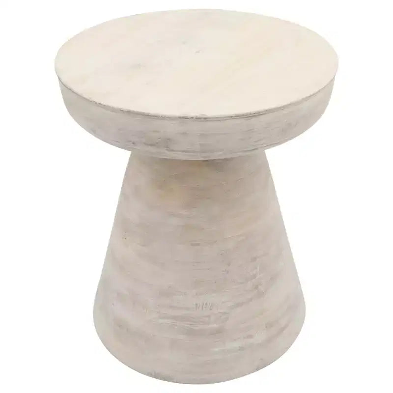 Natural Wood Round Side End Table for Living Room Decor - Handcrafted Accent Table with Pedestal Base