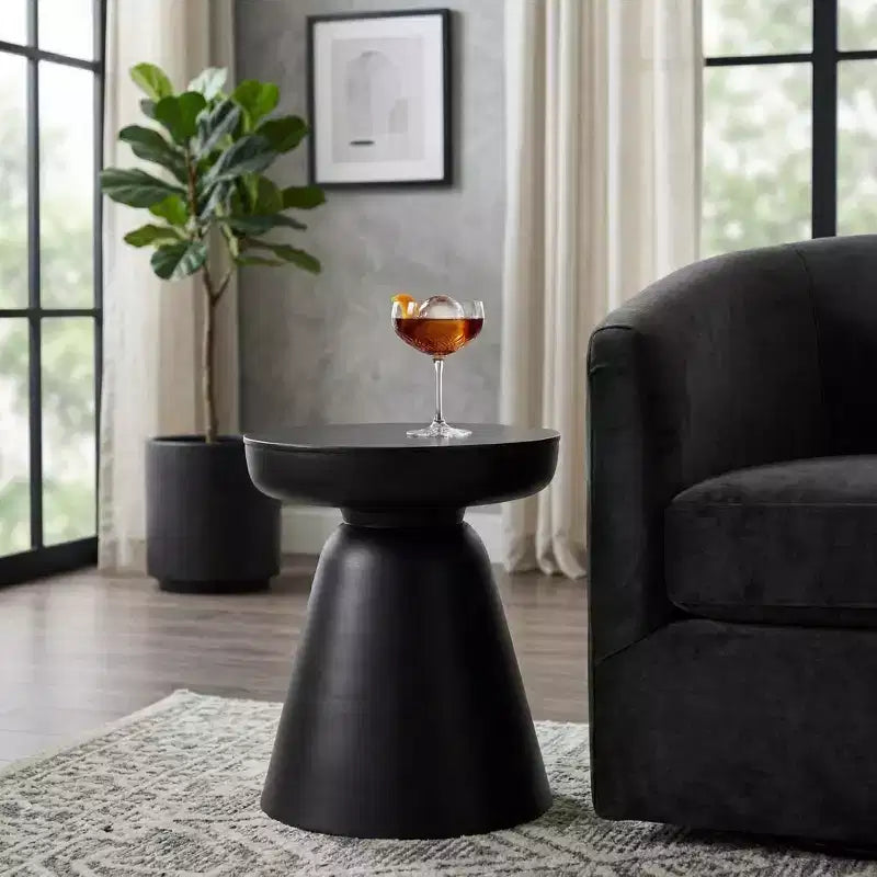 Natural Wood Round Side End Table for Living Room Decor - Handcrafted Accent Table with Pedestal Base