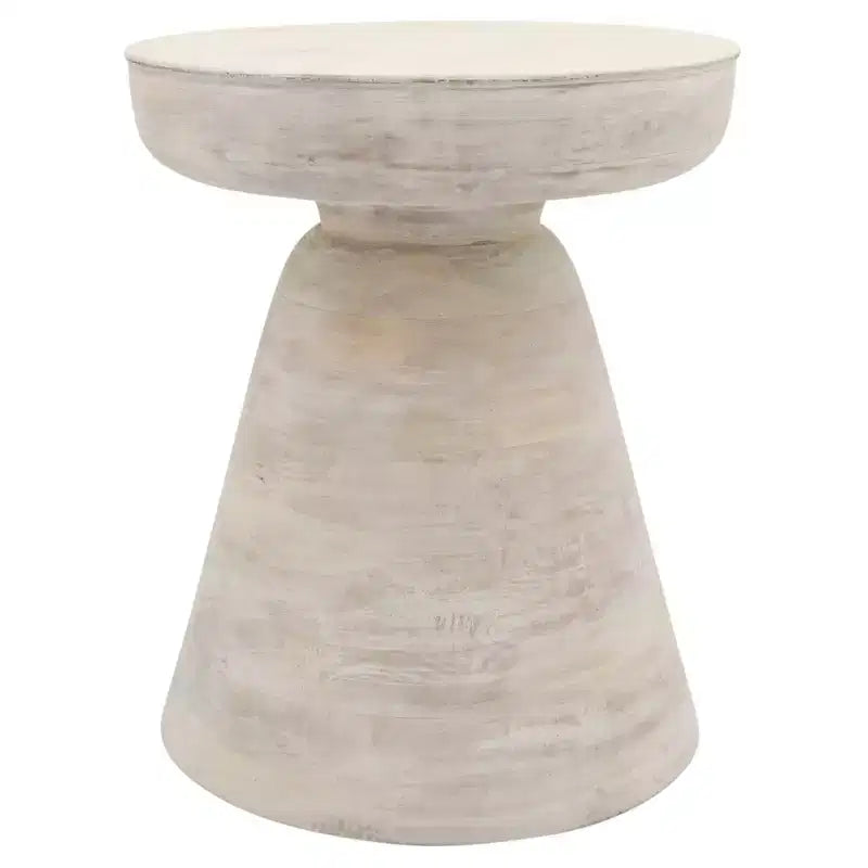 Natural Wood Round Side End Table for Living Room Decor - Handcrafted Accent Table with Pedestal Base