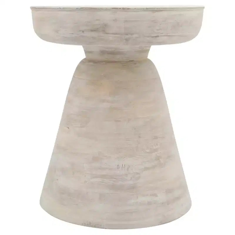 Natural Wood Round Side End Table for Living Room Decor - Handcrafted Accent Table with Pedestal Base