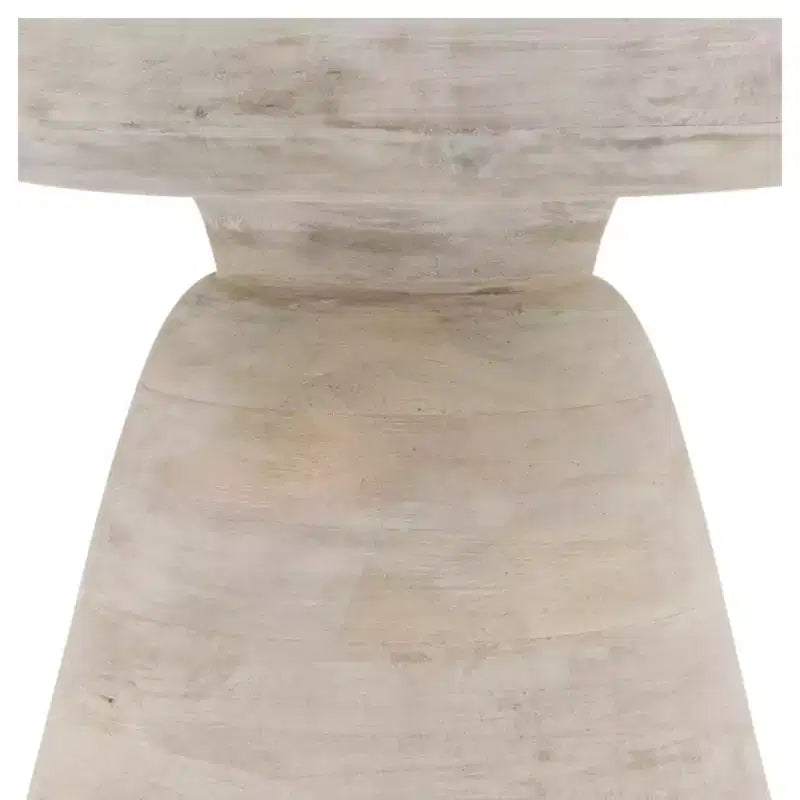 Natural Wood Round Side End Table for Living Room Decor - Handcrafted Accent Table with Pedestal Base