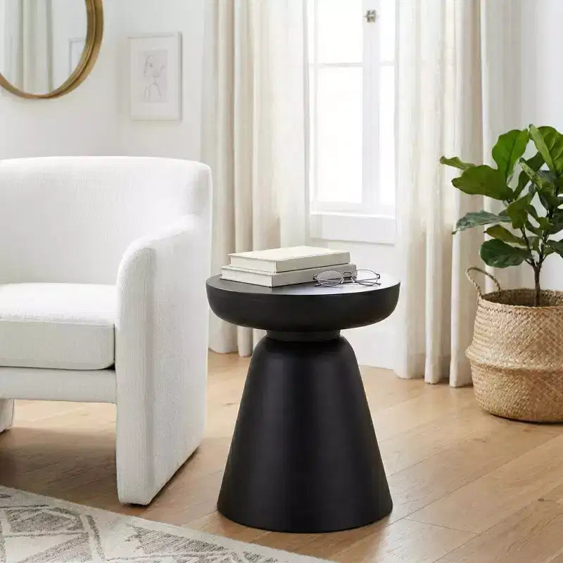 Natural Wood Round Side End Table for Living Room Decor - Handcrafted Accent Table with Pedestal Base