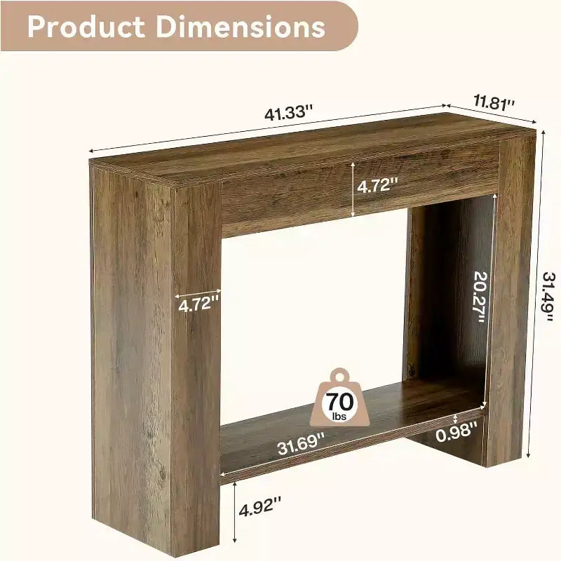 Lantine 41.3'' Farmhouse Wooden Console Table, 2-Tier Entryway Table with Storage, Narrow Sofa Table Behind Couch for Living Room, Hallway