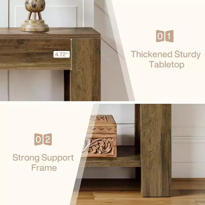 Lantine 41.3'' Farmhouse Wooden Console Table, 2-Tier Entryway Table with Storage, Narrow Sofa Table Behind Couch for Living Room, Hallway
