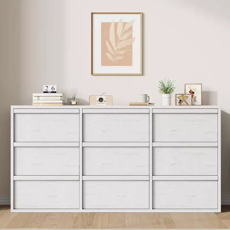 9-Drawer Dresser for Bedroom, 58.7 Wide Freestanding Wooden Horizontal Storage Chest, Closet Organizer Furniture for Living Room & Entryway
