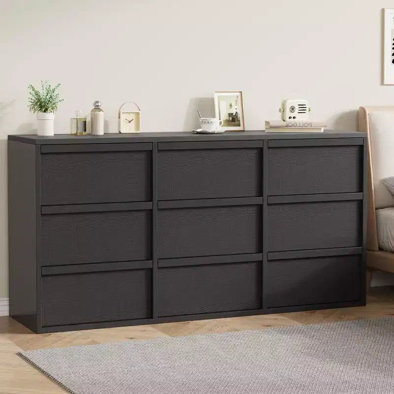 9-Drawer Dresser for Bedroom, 58.7 Wide Freestanding Wooden Horizontal Storage Chest, Closet Organizer Furniture for Living Room & Entryway