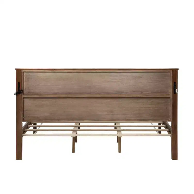 GDFStudio Joanne Modern Pinewood Bed with Tall-Panel Headboard and 2 Storage Drawers