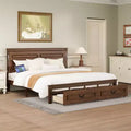 GDFStudio Joanne Modern Pinewood Bed with Tall-Panel Headboard and 2 Storage Drawers
