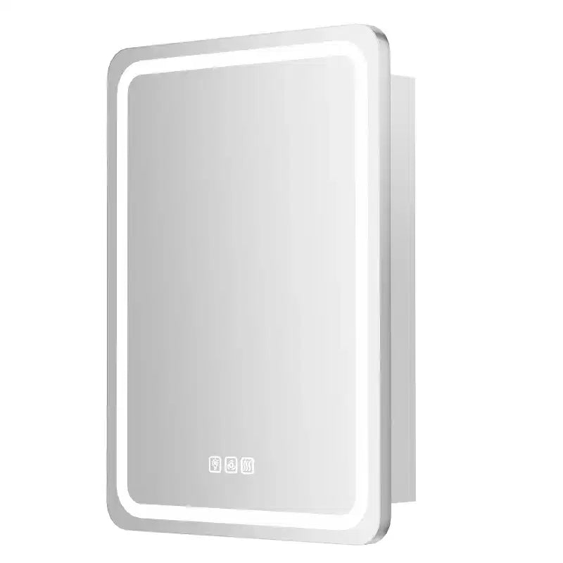 FAMYYT 20 in. W x 28 in. H Rectangular Iron Medicine Cabinet with Mirror, Dimmable LED Light, Anti-Fog and Outlets - Fully Assemble