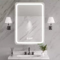 FAMYYT 20 in. W x 28 in. H Rectangular Iron Medicine Cabinet with Mirror, Dimmable LED Light, Anti-Fog and Outlets - Fully Assemble