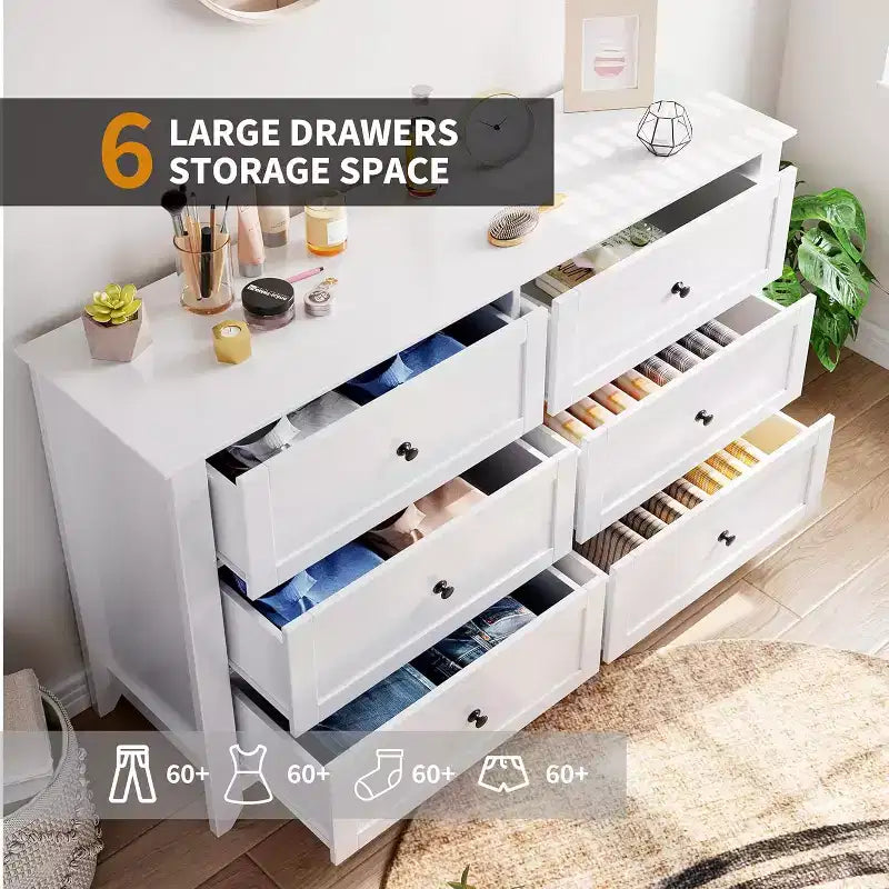 6 Drawers Dresser for Bedroom, Modern Wood Storage Chest, Storage Organizer, for Living Room, Entryway