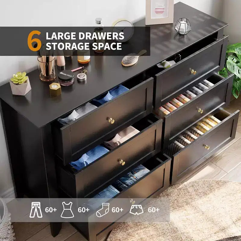 6 Drawers Dresser for Bedroom, Modern Wood Storage Chest, Storage Organizer, for Living Room, Entryway