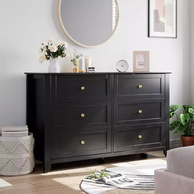 6 Drawers Dresser for Bedroom, Modern Wood Storage Chest, Storage Organizer, for Living Room, Entryway