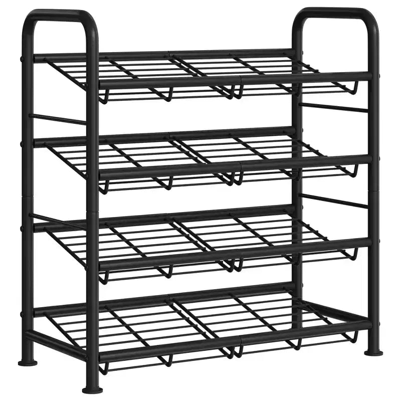 High-Capacity Slim Shoe Rack, Narrow Metal Frame Organizer with Adjustable Fabric Shelves for Entryway, Bedroom, Closet, and Small Spaces