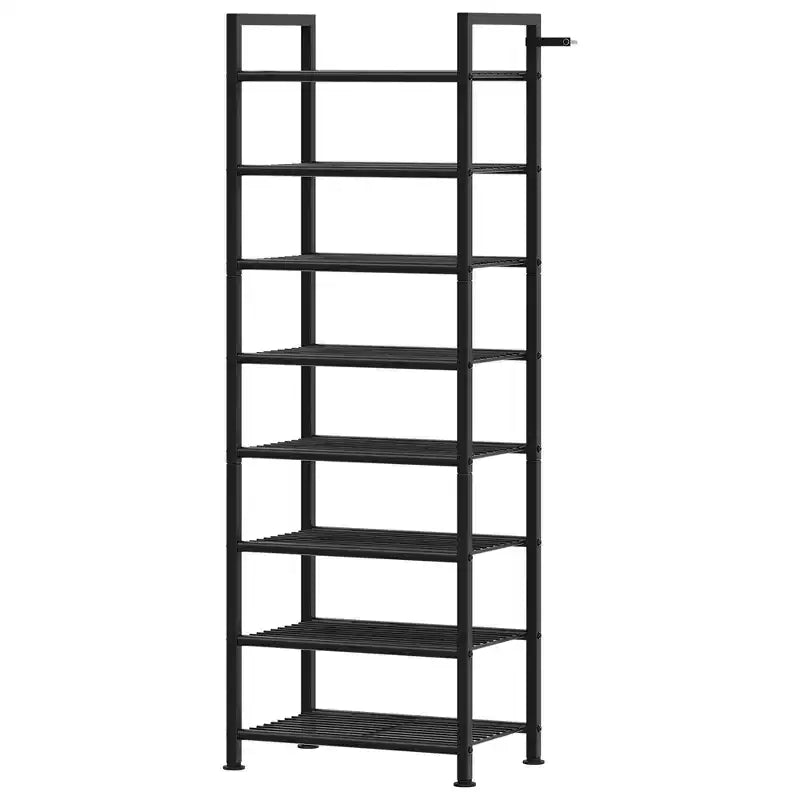 High-Capacity Slim Shoe Rack, Narrow Metal Frame Organizer with Adjustable Fabric Shelves for Entryway, Bedroom, Closet, and Small Spaces