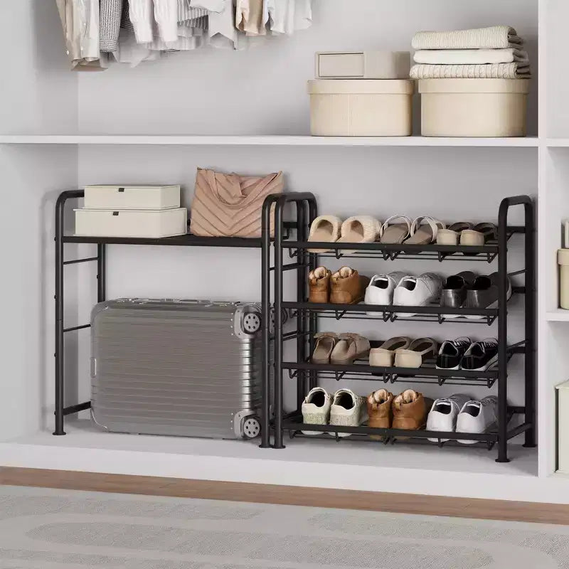 Shoe Rack, Slim Shoe Storage Organizer with Metal Frame & Non-Woven Fabric Shelves, Adjustable Design for Entryway, Bedroom