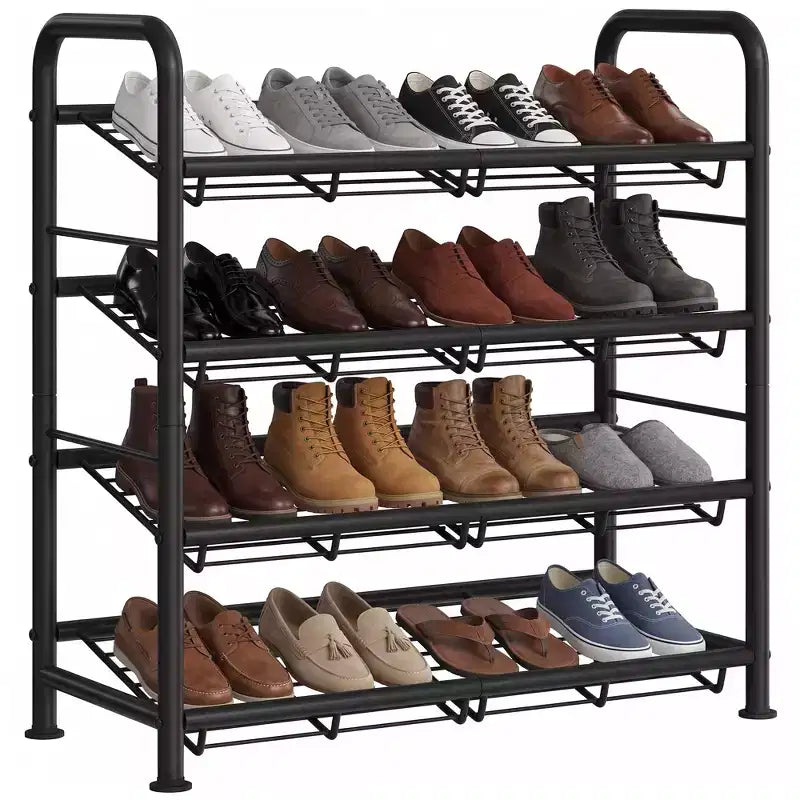 Shoe Rack, Slim Shoe Storage Organizer with Metal Frame & Non-Woven Fabric Shelves, Adjustable Design for Entryway, Bedroom
