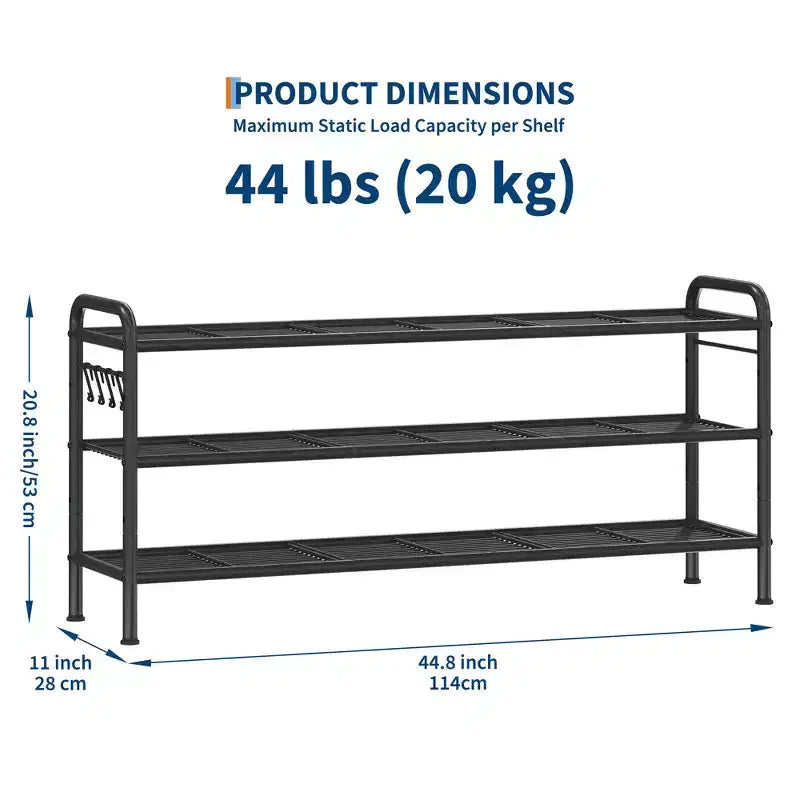 Shoe Rack, Slim Shoe Storage Organizer with Metal Frame & Non-Woven Fabric Shelves, Adjustable Design for Entryway, Bedroom