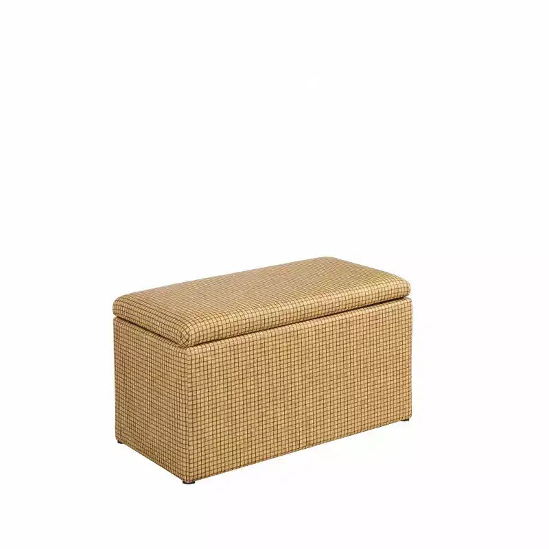 HomeRoots 17 Yellow and Brown Upholstered Faux Leather Bench with Flip top