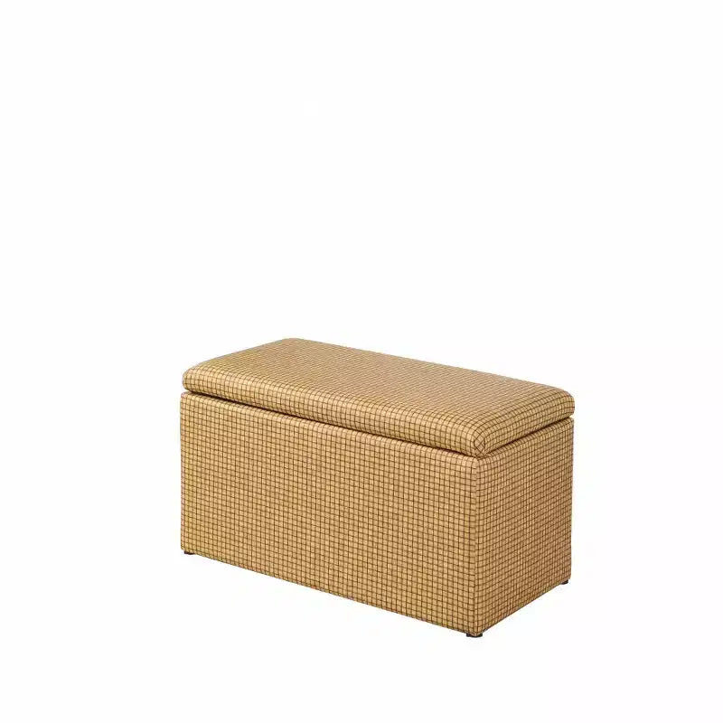 HomeRoots 17 Yellow and Brown Upholstered Faux Leather Bench with Flip top