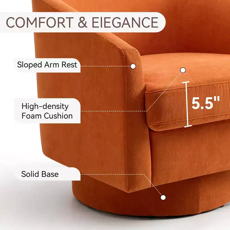 Dyonery Swivel Barrel Accent Chair,Modern Accent Armchairs, 360 Modern Comfy Reading Chair for Living Room & Bedroom