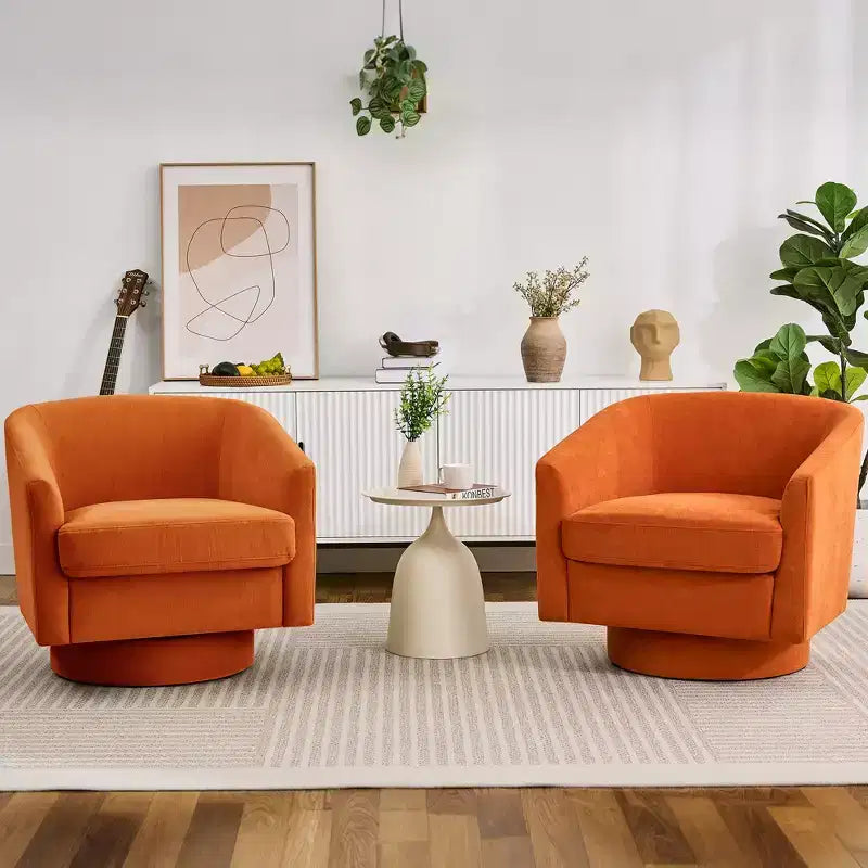 Dyonery Swivel Barrel Accent Chair,Modern Accent Armchairs, 360 Modern Comfy Reading Chair for Living Room & Bedroom