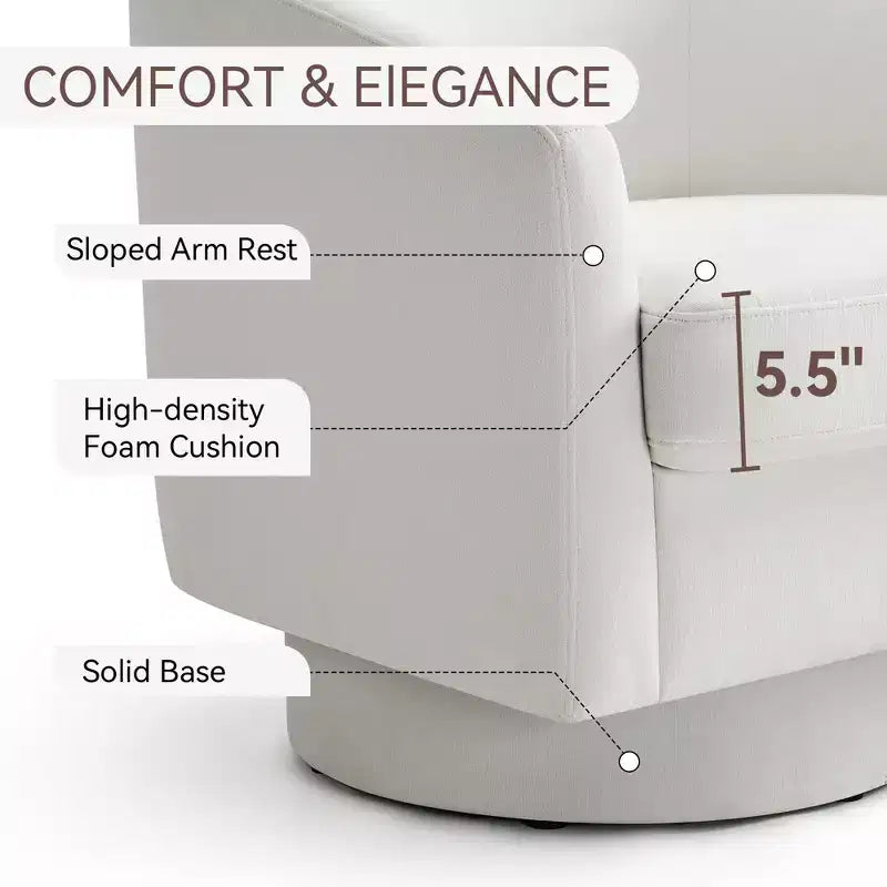 Dyonery Swivel Barrel Accent Chair,Modern Accent Armchairs, 360 Modern Comfy Reading Chair for Living Room & Bedroom