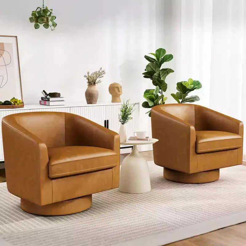 Dyonery Swivel Barrel Accent Chair,Modern Accent Armchairs, 360 Modern Comfy Reading Chair for Living Room & Bedroom