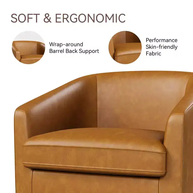 Dyonery Swivel Barrel Accent Chair,Modern Accent Armchairs, 360 Modern Comfy Reading Chair for Living Room & Bedroom