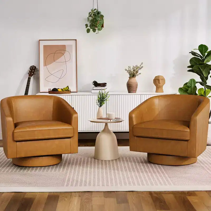 Dyonery Swivel Barrel Accent Chair,Modern Accent Armchairs, 360 Modern Comfy Reading Chair for Living Room & Bedroom