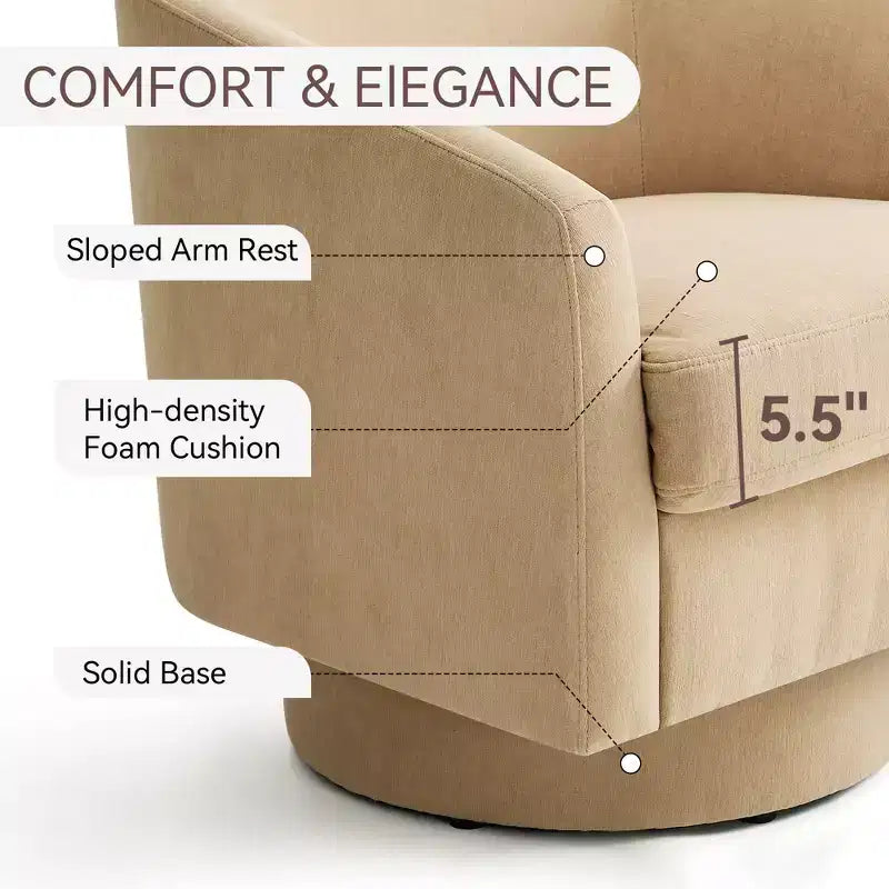 Dyonery Swivel Barrel Accent Chair,Modern Accent Armchairs, 360 Modern Comfy Reading Chair for Living Room & Bedroom