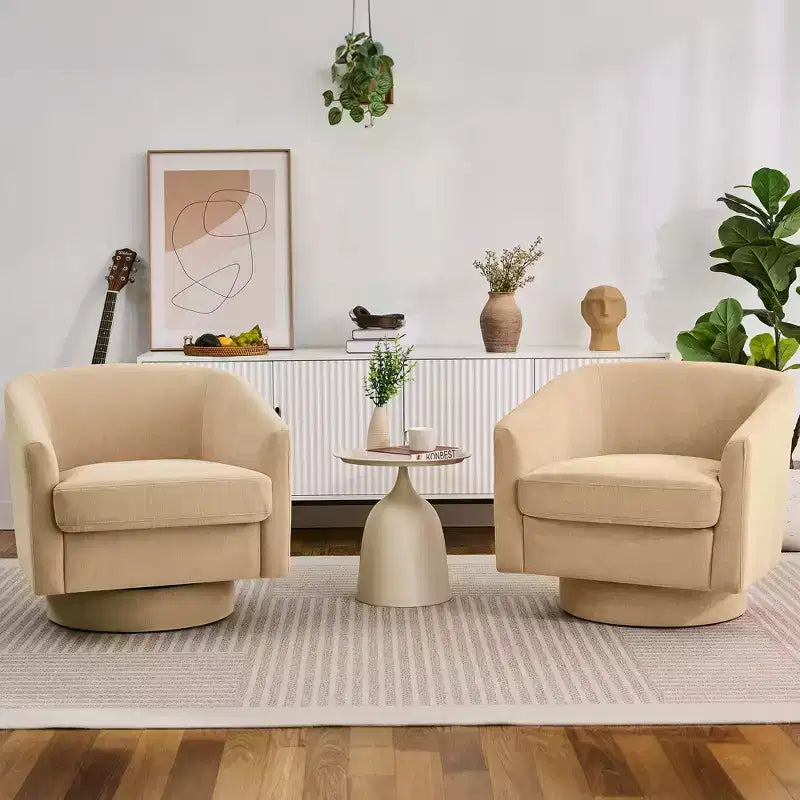 Dyonery Swivel Barrel Accent Chair,Modern Accent Armchairs, 360 Modern Comfy Reading Chair for Living Room & Bedroom