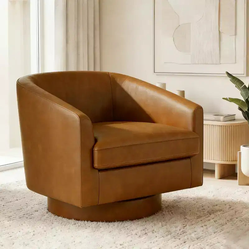 Dyonery Swivel Barrel Accent Chair,Modern Accent Armchairs, 360 Modern Comfy Reading Chair for Living Room & Bedroom