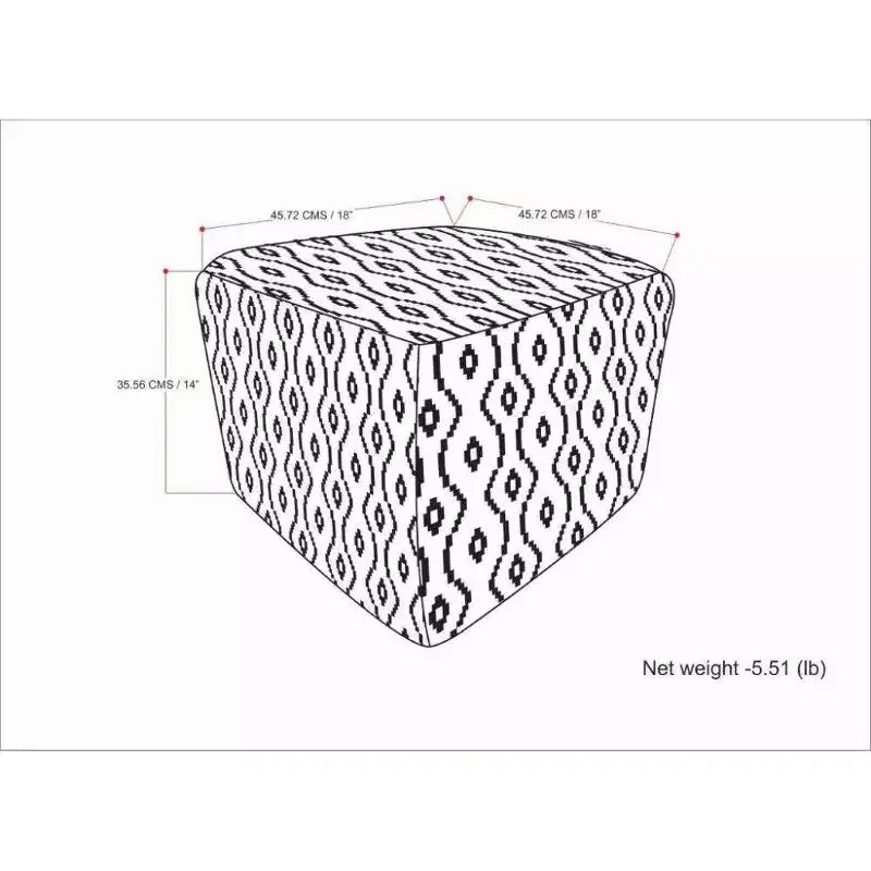 Wallis Square Woven PET Polyester Pouf Black/White - WyndenHall: Durable Indoor/Outdoor Seating, UV Resistant