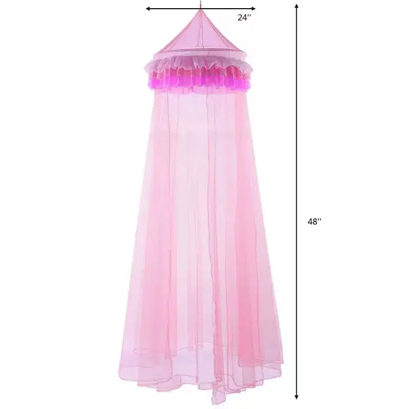 Costway Elegant Lace Bed Mosquito Netting Mesh Canopy Princess Round Dome Bedding Net