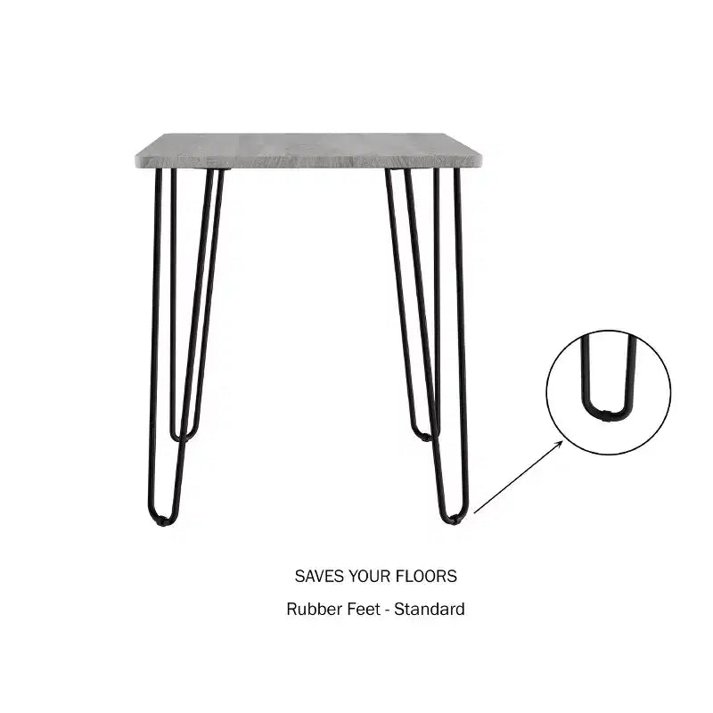 Hastings Home Modern Industrial End Table With Hairpin Legs, Gray/Black