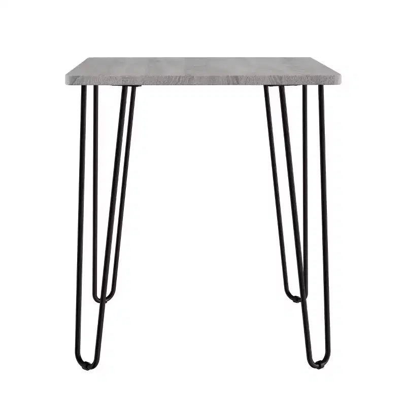 Hastings Home Modern Industrial End Table With Hairpin Legs, Gray/Black