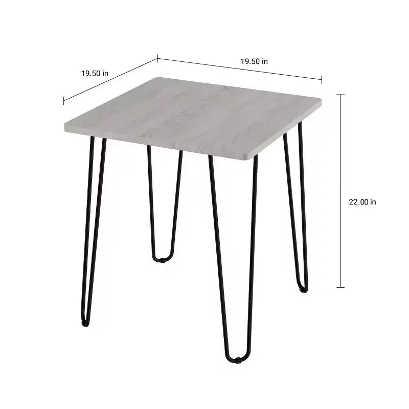 Hastings Home Modern Industrial End Table With Hairpin Legs, Gray/Black