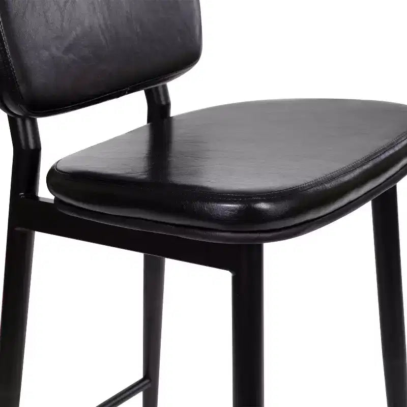 Merrick Lane Faux Leather Barstools Contemporary Metal Frame Stools with Integrated Footrest - Set of 2