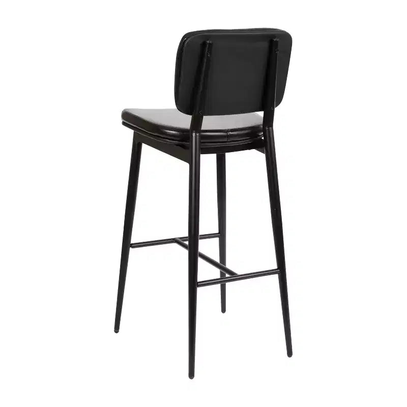 Merrick Lane Faux Leather Barstools Contemporary Metal Frame Stools with Integrated Footrest - Set of 2