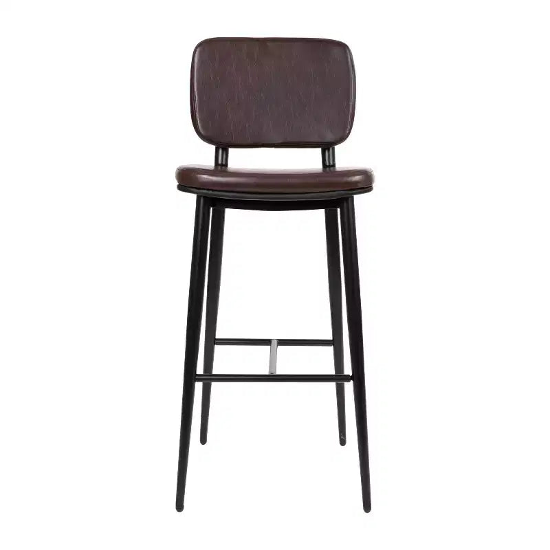 Merrick Lane Faux Leather Barstools Contemporary Metal Frame Stools with Integrated Footrest - Set of 2