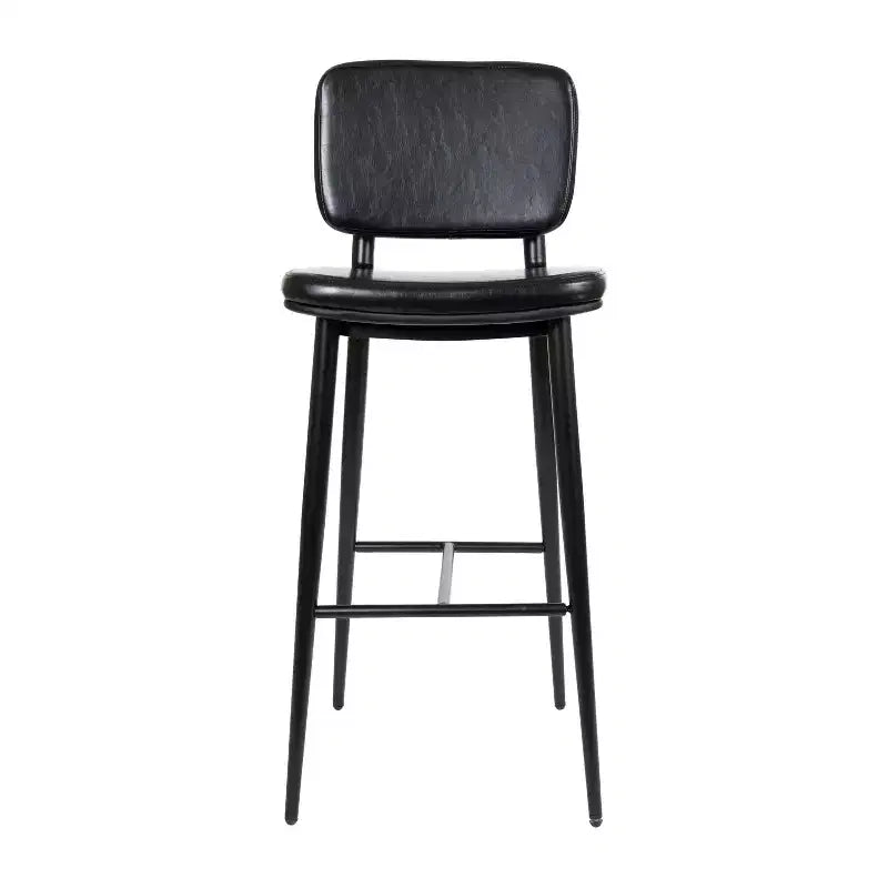 Merrick Lane Faux Leather Barstools Contemporary Metal Frame Stools with Integrated Footrest - Set of 2