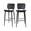 Merrick Lane Faux Leather Barstools Contemporary Metal Frame Stools with Integrated Footrest - Set of 2