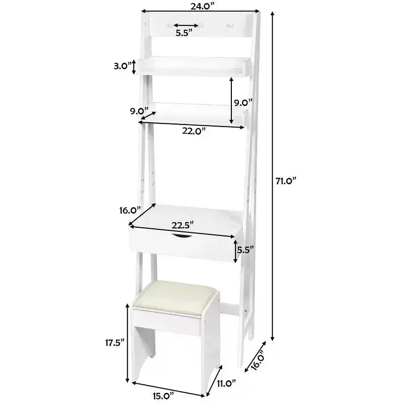 Costway Vanity Set Makeup Dressing Table w/Flip Top Mirror Hooks Shelves