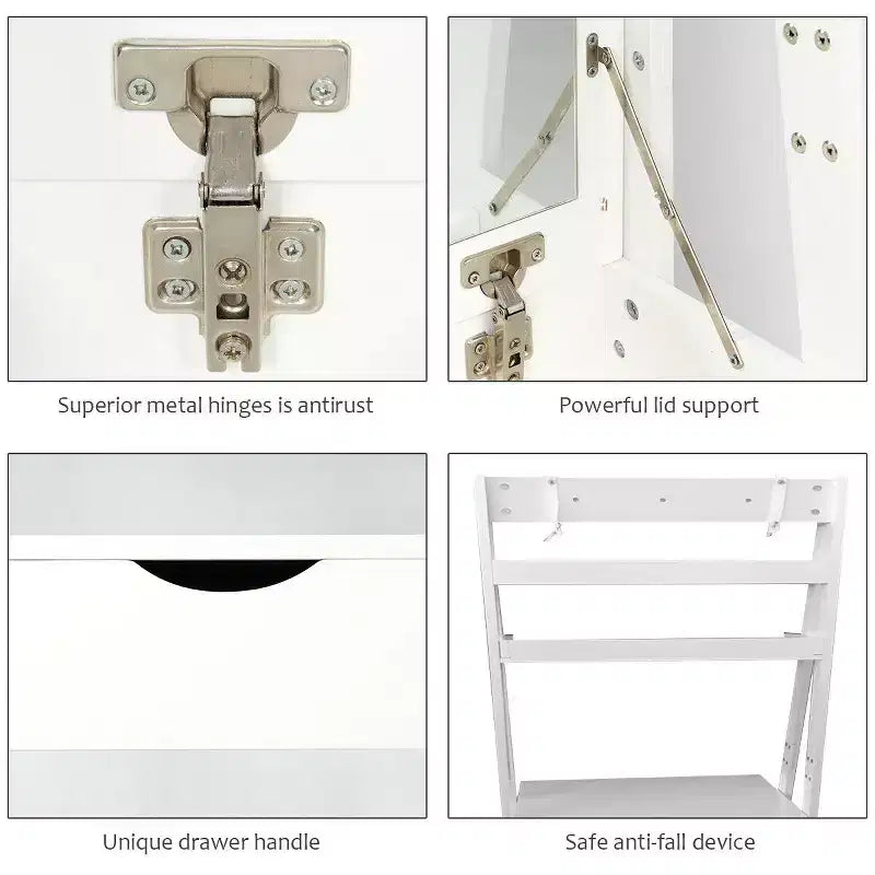 Costway Vanity Set Makeup Dressing Table w/Flip Top Mirror Hooks Shelves